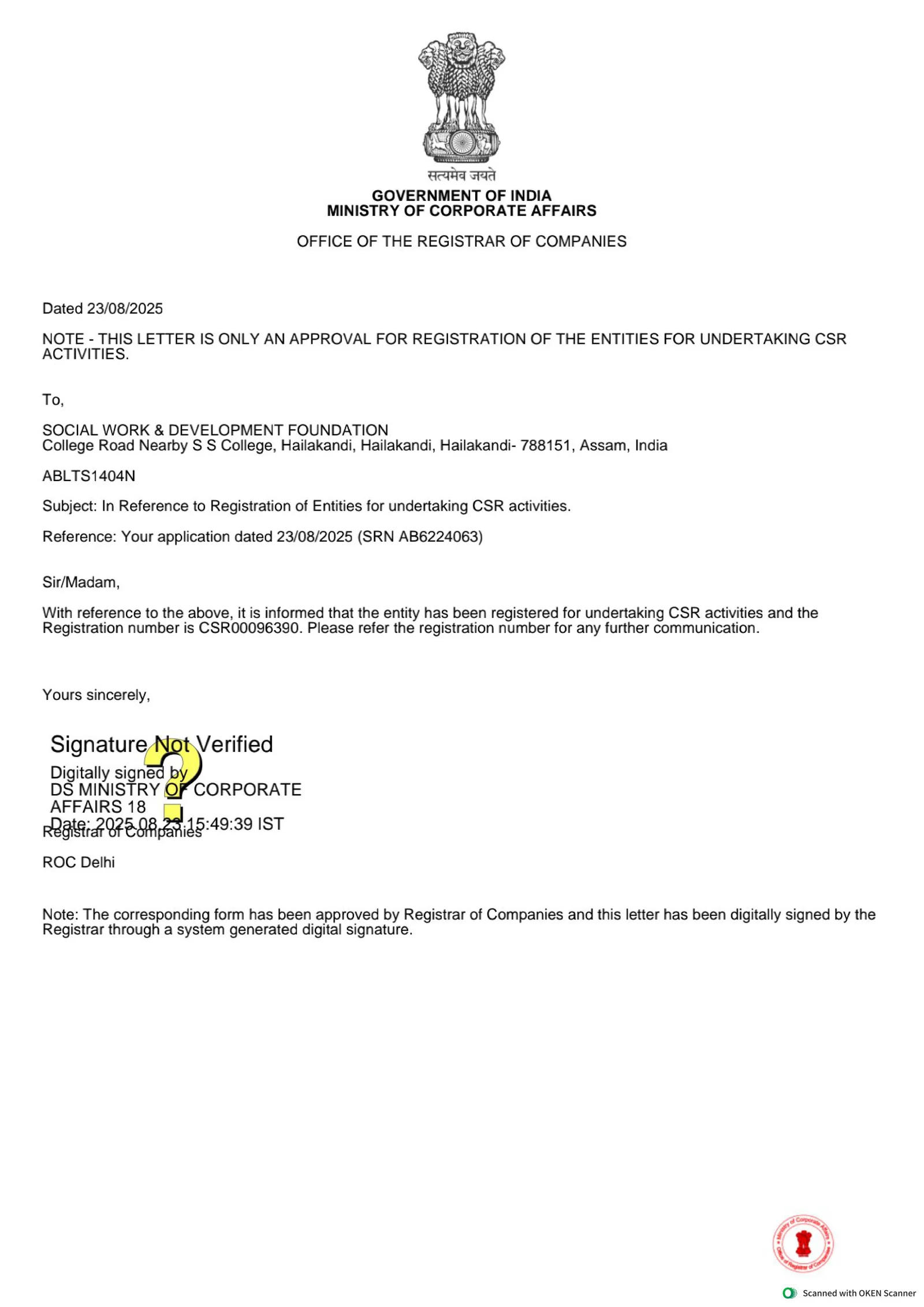 CSR Registration